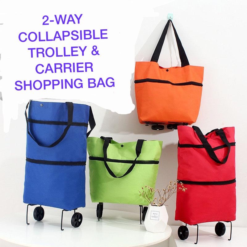 Foldable shopping bag with tire