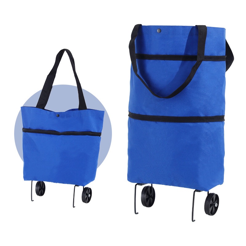 Foldable shopping bag with tire