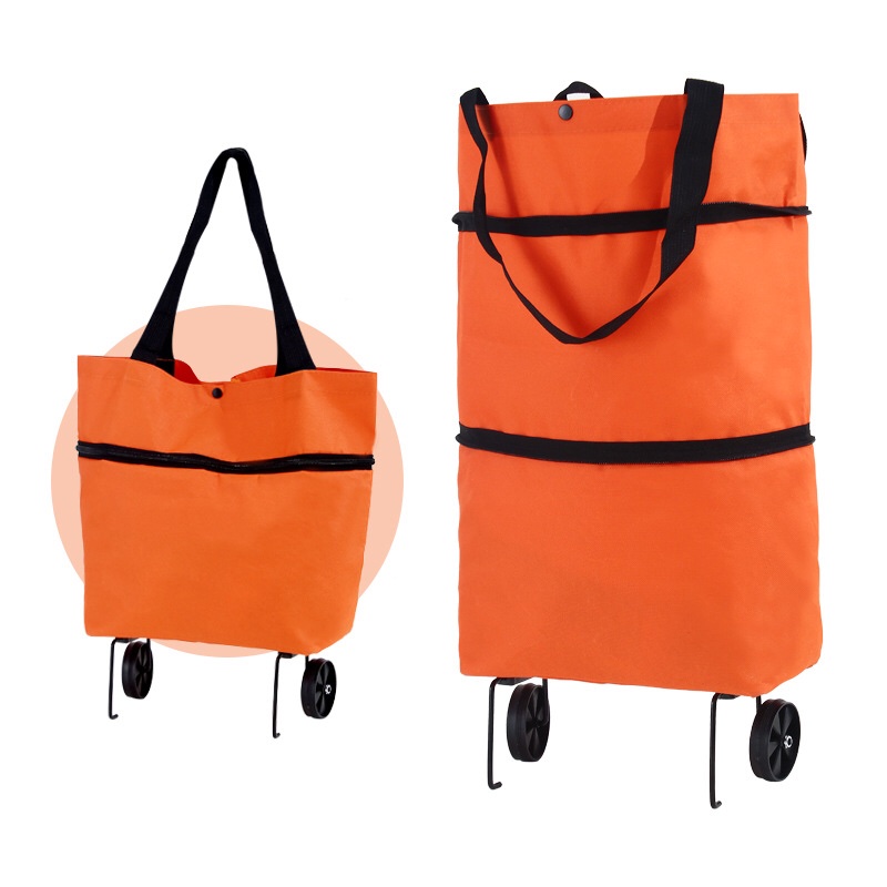 Foldable shopping bag with tire