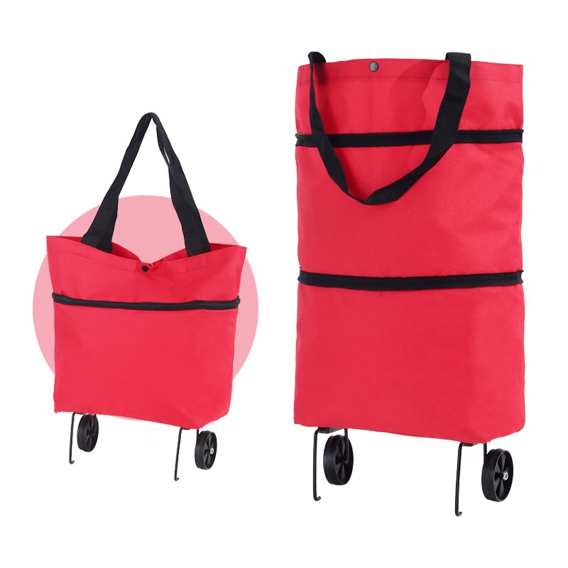 Foldable shopping bag with tire