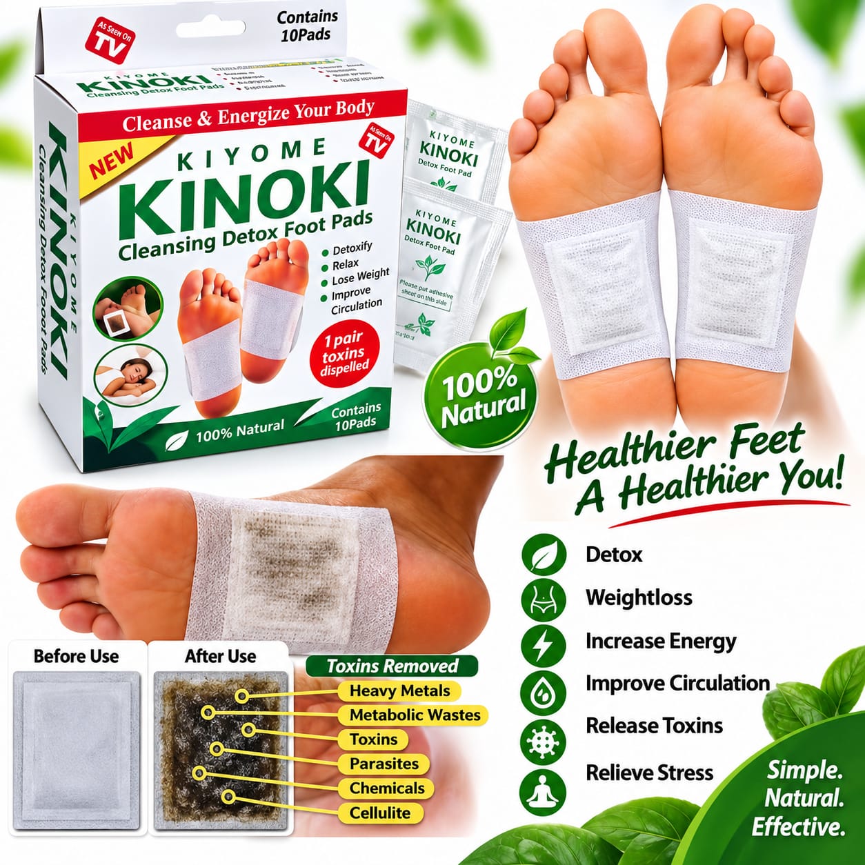 One box Kinoki foot detox patch